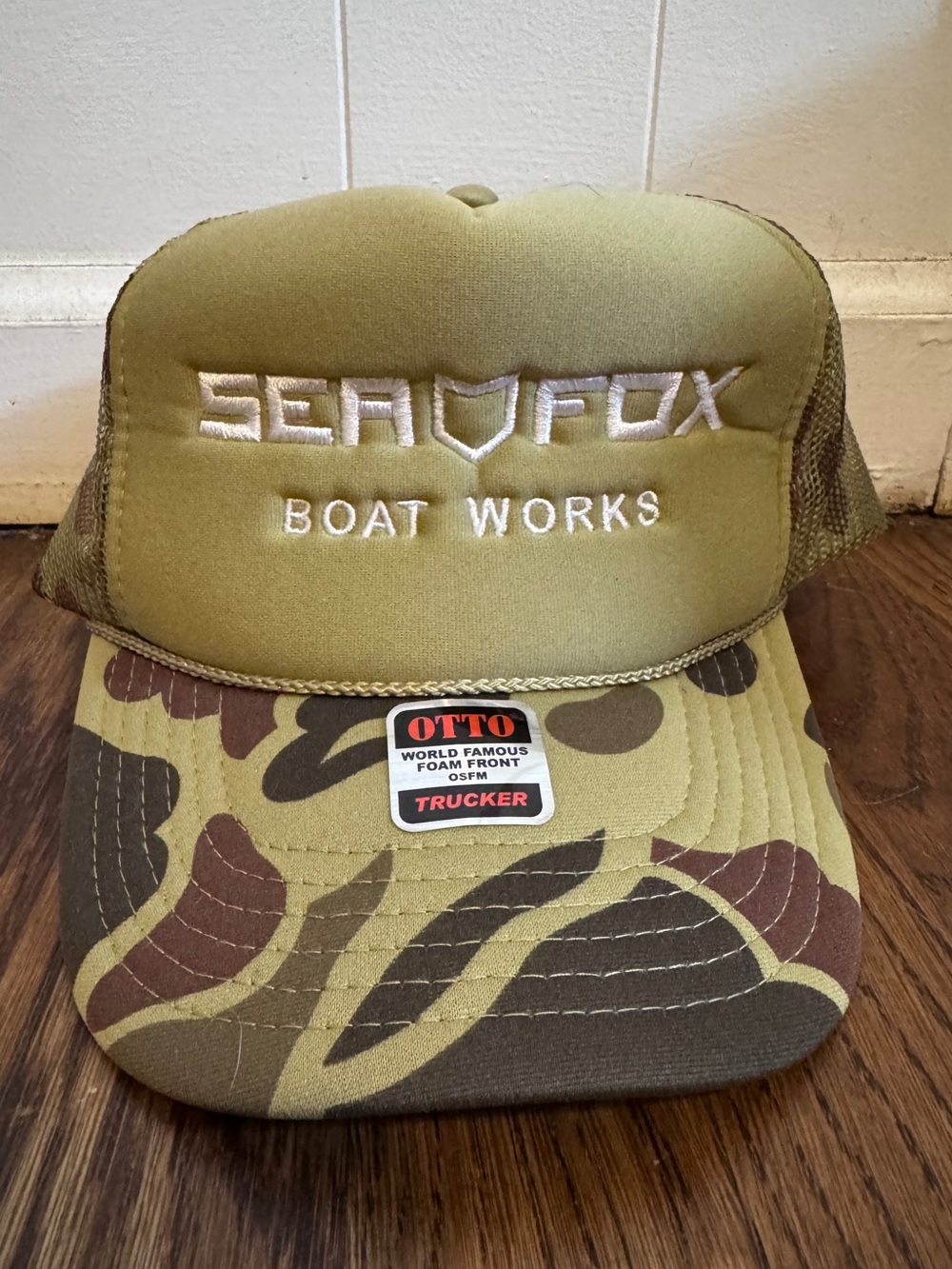 Sea Fox Boat Works Olive Camouflage Trucker Hat